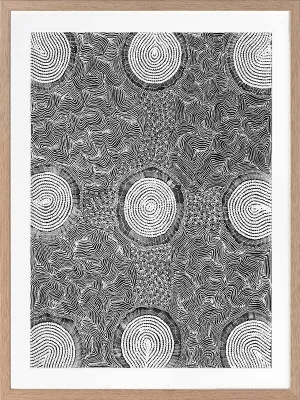 Pikilyi Jukurrpa Grey Framed Art Print by Urban Road, a Aboriginal Art for sale on Style Sourcebook