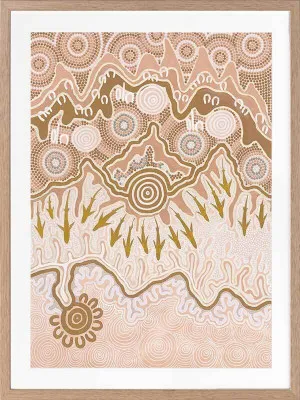Birrbay Connection Blush Pink Framed Art Print by Urban Road, a Aboriginal Art for sale on Style Sourcebook