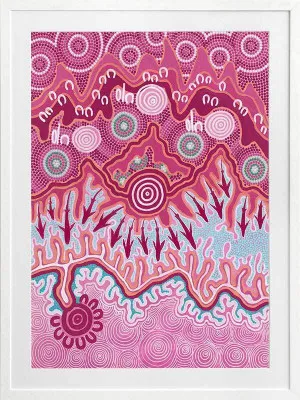 Birrbay Connection Dark Pink Framed Art Print by Urban Road, a Aboriginal Art for sale on Style Sourcebook