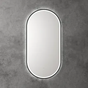 Touchless LED Pill Mirror with Matt Black Frame 90cm x 45cm by Luxe Mirrors, a Illuminated Mirrors for sale on Style Sourcebook
