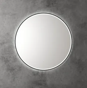 Touchless LED Round Mirror with Matt Black Frame 90cm by Luxe Mirrors, a Illuminated Mirrors for sale on Style Sourcebook