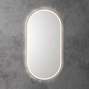 Touchless LED Pill Mirror with Brushed Bronze Frame 90cm x 45cm by Luxe Mirrors, a Illuminated Mirrors for sale on Style Sourcebook