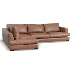 Lucinda 4 Seater Left Chaise Sofa - Caramel Brown Leather by Interior Secrets - AfterPay Available by Interior Secrets, a Sofas for sale on Style Sourcebook