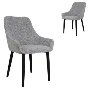 Set of 2 - Acosta Dining Chair - Pepper Boucle in Black Legs by Interior Secrets - AfterPay Available by Interior Secrets, a Dining Chairs for sale on Style Sourcebook