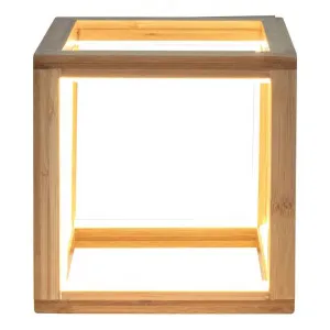 Bilto Bamboo LED Table Lamp, Small Cube, Natural by New Oriental, a Table & Bedside Lamps for sale on Style Sourcebook