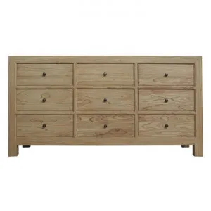 Macaire Mindy Wood 9 Drawer Chest, Aged Natural by Chateau Legende, a Dressers & Chests of Drawers for sale on Style Sourcebook