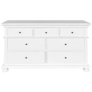 Frances Birch Timber 7 Drawer Dresser, Matt White by Elegance Provinciale, a Dressers & Chests of Drawers for sale on Style Sourcebook