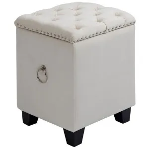 Ellicombe 2 Piece Tufted Fabric Square Storage Ottoman Stool Set, Off White by Emporium Oggetti, a Ottomans for sale on Style Sourcebook