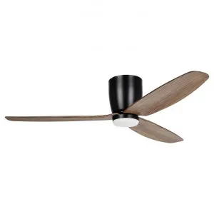 Seacliff Indoor / Outdoor DC Hugger Ceiling Fan with CCT LED Light & Remote, 132cm/52", Black / Light Walnut by Eglo, a Ceiling Fans for sale on Style Sourcebook