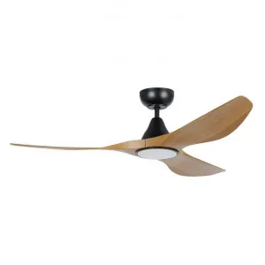 Surf DC Ceiling Fan with CCT LED Light & Remote, 122cm/48", Black / Teak by Eglo, a Ceiling Fans for sale on Style Sourcebook