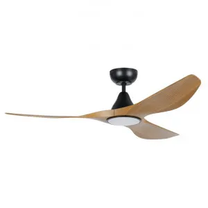 Surf DC Ceiling Fan with CCT LED Light & Remote, 132cm/52", Black / Teak by Eglo, a Ceiling Fans for sale on Style Sourcebook