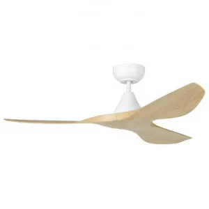 Surf DC Ceiling Fan with Remote, 122cm/48", White / Light Oak by Eglo, a Ceiling Fans for sale on Style Sourcebook