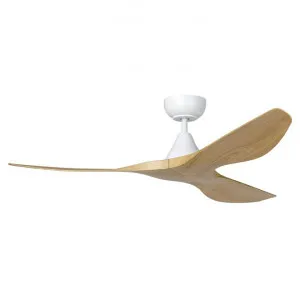 Surf DC Ceiling Fan with Remote, 132cm/52", White / Light Oak by Eglo, a Ceiling Fans for sale on Style Sourcebook