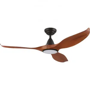 Noosa Indoor / Outdoor DC Ceiling Fan with CCT LED Light & Remote, 132cm/52", Black / Teak by Eglo, a Ceiling Fans for sale on Style Sourcebook