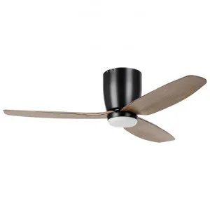 Seacliff Indoor / Outdoor DC Hugger Ceiling Fan with CCT LED Light & Remote, 112cm/44", Black / Light Walnut by Eglo, a Ceiling Fans for sale on Style Sourcebook