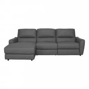 Portland 3 Seater Recliner Sofa + Chaise LHF in Leather Dark Grey by OzDesignFurniture, a Sofas for sale on Style Sourcebook