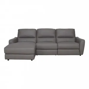 Portland 3 Seater Recliner Sofa + Chaise LHF in Leather Grey by OzDesignFurniture, a Sofas for sale on Style Sourcebook