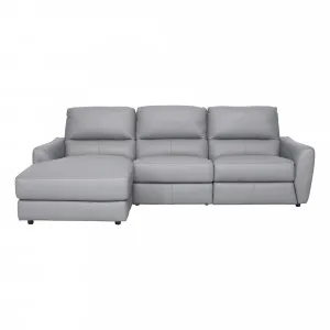 Portland 3 Seater Recliner Sofa + Chaise LHF in Leather Pewter by OzDesignFurniture, a Sofas for sale on Style Sourcebook