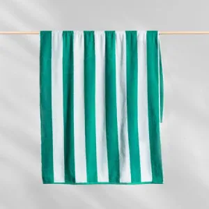 Canningvale Striped Cabana Beach Towel - Green, Cotton Terry by Canningvale, a Outdoor Accessories for sale on Style Sourcebook