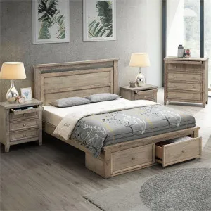 Olivia Wooden Bed with End Drawers, Queen, Light Oak by Glano, a Beds & Bed Frames for sale on Style Sourcebook