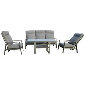 Frazer 4 Piece Metal Outdoor Sofa Set, Grey by Dodicci, a Outdoor Sofas for sale on Style Sourcebook