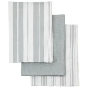 Selkirk Organic Cotton 3 Piece Tea Towel Set, Silver Stripe by Casa Bella, a Table Cloths & Runners for sale on Style Sourcebook