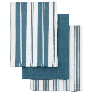 Selkirk Organic Cotton 3 Piece Tea Towel Set, Blue Stripe by Casa Bella, a Table Cloths & Runners for sale on Style Sourcebook