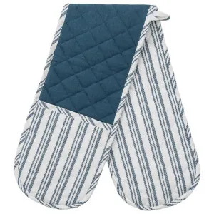 Selkirk Organic Cotton Double Oven Mitt, Blue Stripe by Casa Bella, a Linen for sale on Style Sourcebook