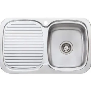 Lakeland Single Bowl Sink With Drainer Right Bowl 1Th | Made From Stainless Steel | 17L By Oliveri by Oliveri, a Kitchen Sinks for sale on Style Sourcebook