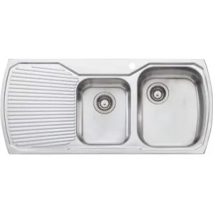 Monet Sink 1&3/4 Right Hand Bowls With Drainer Mo712 1100mm X 500mm 1 Tap Hole Topmount | Made From Stainless Steel | 24L/11L By Oliveri by Oliveri, a Kitchen Sinks for sale on Style Sourcebook