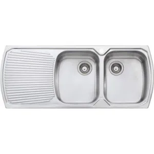 Monet Sink Right Hand Double Bowls With Drainer Mo772 1200mm X 500mm One Tap Hole Topmount | Made From Stainless Steel | 24L/24L By Oliveri by Oliveri, a Kitchen Sinks for sale on Style Sourcebook