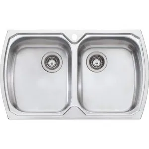 Monet Sink Double Bowl No Drainer Mo763 815mm X 500mm One Tap Hole Topmount | Made From Stainless Steel | 24L/24L By Oliveri by Oliveri, a Kitchen Sinks for sale on Style Sourcebook