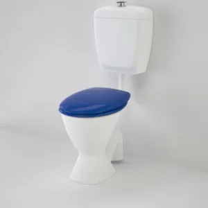 Care 300 Connector (S Trap) Suite With Caravelle Care Double Flap Seat - Sorrento Blue In White/Sorrento Blue By Caroma by Caroma, a Toilets & Bidets for sale on Style Sourcebook