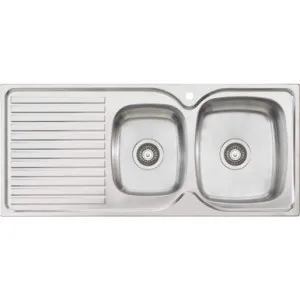 Endeavour 1 & 3/4 Bowl Topmount Sink With Drainer Right Bowl 1Th | Made From Stainless Steel | 17L/12L By Oliveri by Oliveri, a Kitchen Sinks for sale on Style Sourcebook