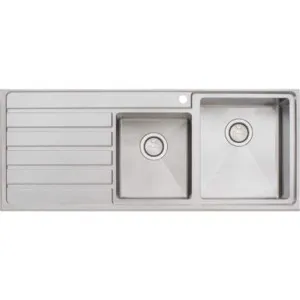 Apollo 1 & 3/4 Right Hand Bowl Sink With Drainer 1200mm X 500mm 1Th | Made From Stainless Steel | 29L/21L By Oliveri by Oliveri, a Kitchen Sinks for sale on Style Sourcebook