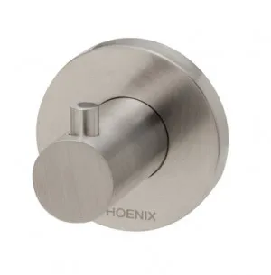 Radii Robe Hook With Round Plate In Brushed Nickel By Phoenix by PHOENIX, a Shelves & Hooks for sale on Style Sourcebook