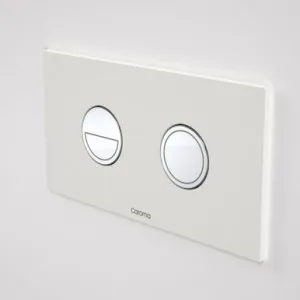 Invisi Series Ii® Round Dual Flush Plate & Buttons (Metal) Chrome Buttons, White Plate In White/Chrome Finish By Caroma by Caroma, a Toilets & Bidets for sale on Style Sourcebook