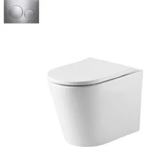 Oslo Rimless Wall Faced Toilet Suite With Geberit Chrome Round Push Plate In Chrome Finish By Oliveri by Oliveri, a Toilets & Bidets for sale on Style Sourcebook