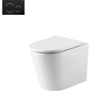 Oslo Rimless Wall Faced Toilet Suite With Geberit Matte Round Push Plate In Black By Oliveri by Oliveri, a Toilets & Bidets for sale on Style Sourcebook