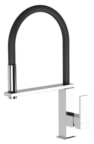 Vezz Square Flexible Hose Sink Mixer (Black Hose) 5Star | Made From Brass In Chrome Finish/Black By Phoenix by PHOENIX, a Kitchen Taps & Mixers for sale on Style Sourcebook