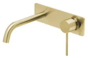 Vivid Slimline Wall Basin Mixer Set With 180mm Curved Spout 5Star | Made From Brass In Gold By Phoenix by PHOENIX, a Bathroom Taps & Mixers for sale on Style Sourcebook