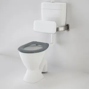 Care 100 V2 Connector (S Trap) Suite With Backrest And Caravelle Care Single Flap Seat - Anthracite Grey In White By Caroma by Caroma, a Toilets & Bidets for sale on Style Sourcebook