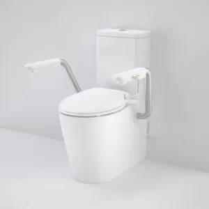 Care 660 Cleanflush® Wall Faced Close Coupled Easy Height Back Entry Suite With Nurse Call Armrests Left & Caravelle Double Flap Seat By Caroma by Caroma, a Toilets & Bidets for sale on Style Sourcebook