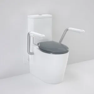Care 660 CleanflushÂ® Wall Faced Close Coupled Easy Height Back Entry Suite With Nurse Call Armrests Right & Caravelle Double Flap Seat Nth By Caroma by Caroma, a Toilets & Bidets for sale on Style Sourcebook
