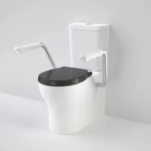 Opal Cleanflush Easy Height Wall Faced Close Coupled Suite With Double Flap Seat Black And Armrest In White/Black By Caroma by Caroma, a Toilets & Bidets for sale on Style Sourcebook