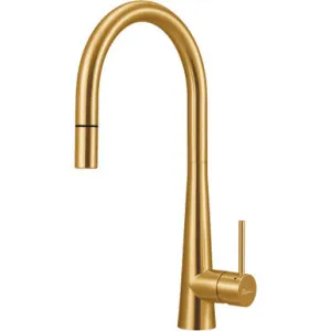 Essente Goose Neck Stainless Steel Pull Out Mixer | Made From Gunmetal In Gold By Oliveri by Oliveri, a Kitchen Taps & Mixers for sale on Style Sourcebook