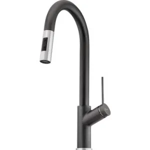 Vilo Sink Mixer With Pull-Out Spray/Chrome | Made From Brass In Black/Chrome Finish By Oliveri by Oliveri, a Kitchen Taps & Mixers for sale on Style Sourcebook