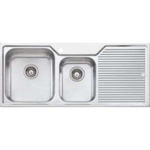 Nu-Petite 1 & 3/4 Bowl Topmount Sink With Drainer Right Bowl 1Th | Made From Stainless Steel By Oliveri by Oliveri, a Kitchen Sinks for sale on Style Sourcebook