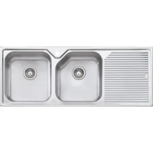 Nu-Petite Double Bowl Topmount Sink With Drainer Left Bowl 1Th | Made From Stainless Steel By Oliveri by Oliveri, a Kitchen Sinks for sale on Style Sourcebook