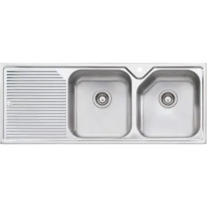 Nu-Petite Double Bowl Topmount Sink With Drainer Right Bowl 1Th | Made From Stainless Steel By Oliveri by Oliveri, a Kitchen Sinks for sale on Style Sourcebook